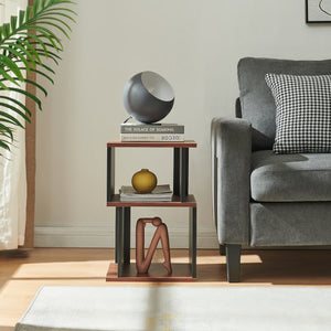 Bijzettafel 'Trond' met 2 open vakken 50 x 33 x 29 cm Zwart/walnootlook