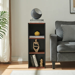 Boekenkast 'Trond' met 3 open vakken 80 x 30 x 23 cm Zwart/walnootlook