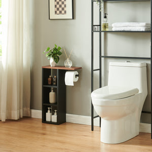 Toiletpapierhouder Trond 60x40x16 cm Zwart/Walnootlook [en.casa]