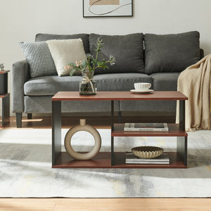 Salontafel Trond 80x40x42 cm Zwart/Walnoot [en.casa]
