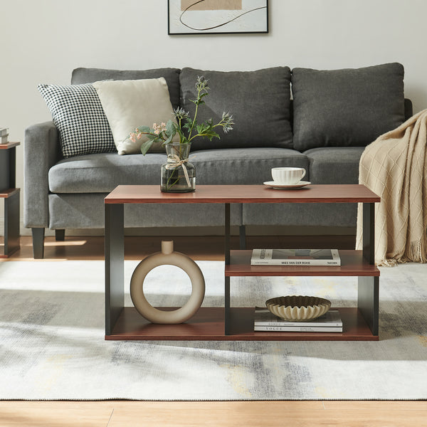 Salontafel Trond 80x40x42 cm Zwart/Walnoot [en.casa]
