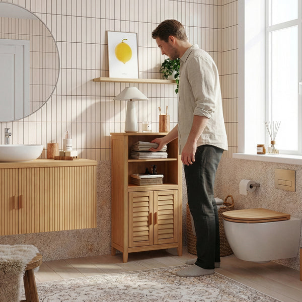 Bijzetkast Rirg 92x50x25 cm Bamboe Naturel [en.casa]