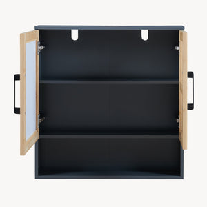 Spiegelkast Svanes 58x56x13 cm Donkergrijs/Natuur [en.casa]