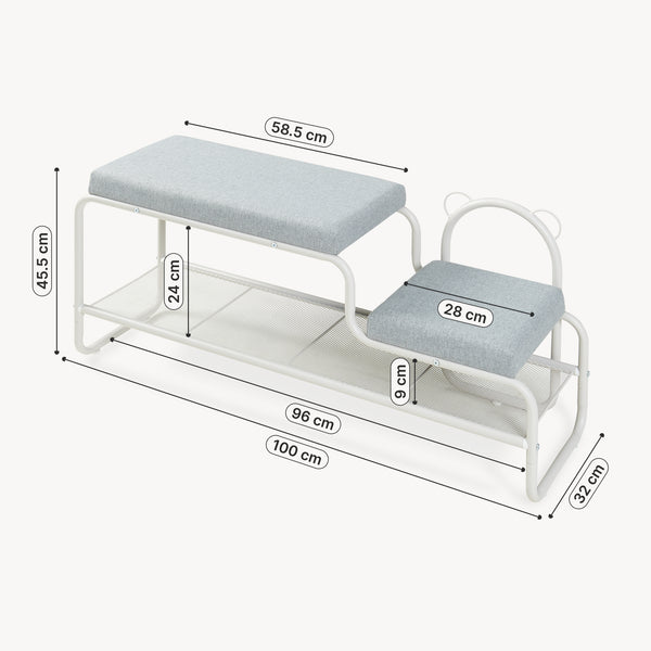 Schoenenbank Jässaatka met kinderkruk 100x32x46 cm grijs [en.casa] 