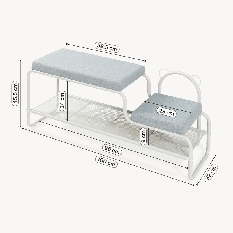 Maatschets Schoenenbank Jässaatka met kinderkruk 100x32x46 cm grijs [en.casa] 