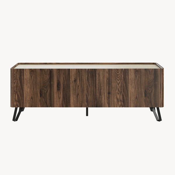 Tv-kast Trorlon 160x40x55 cm Notenhoutlook/Travertijn [en.casa]
