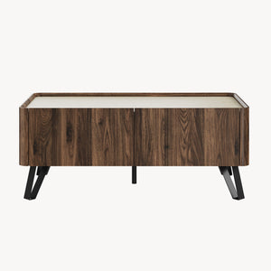 Couchtisch Trorlon 100x50x40 cm Walnussoptik/Travertin [en.casa]