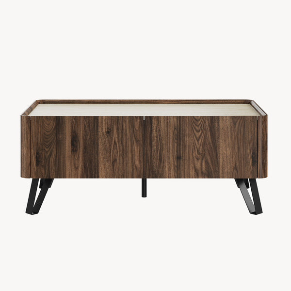 Couchtisch Trorlon 100x50x40 cm Walnussoptik/Travertin [en.casa]