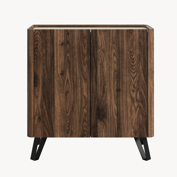 Kast Trorlon 83x80x40 cm Notenoptiek/Travertijn [en.casa]