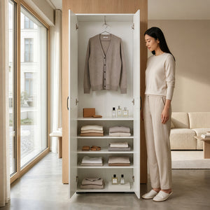 Kledingkast Chalvefted 175x60x35 cm Wit [en.casa]