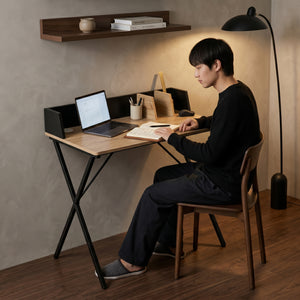 Bureau Kappespoo 84x80x50 cm Zwart/Eikenlook [en.casa]