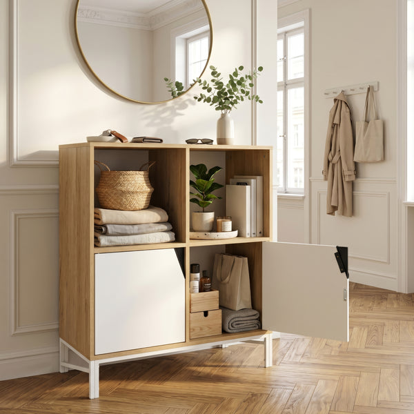Kast Kerrköndam 94x76x40 cm Eikenlook/Wit [en.casa]