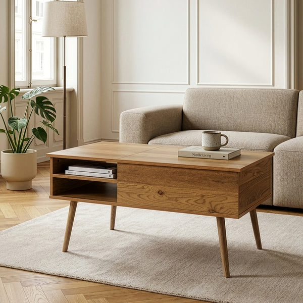 Salontafel Vasdabod met liftplaat 96x59x50 cm eikenlook [en.casa]