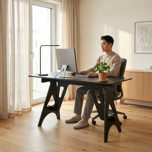 Bureau Bostenenna 120x60x75 cm Zwart met Houtnerf [en.casa]