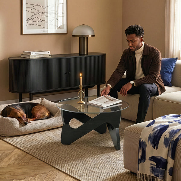 Salontafel Reypio Ø70x35 cm Zwart/Grijs [en.casa]