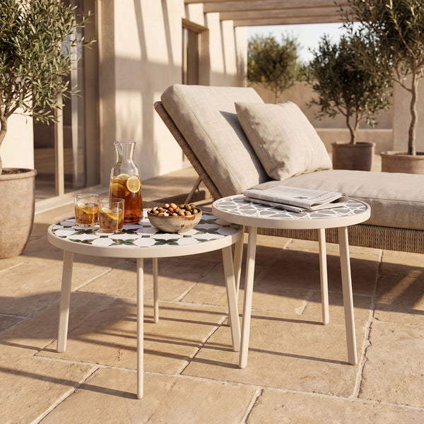 Outdoor statafel Faeto 2-delig glasplaat Champagne [casa.pro]
