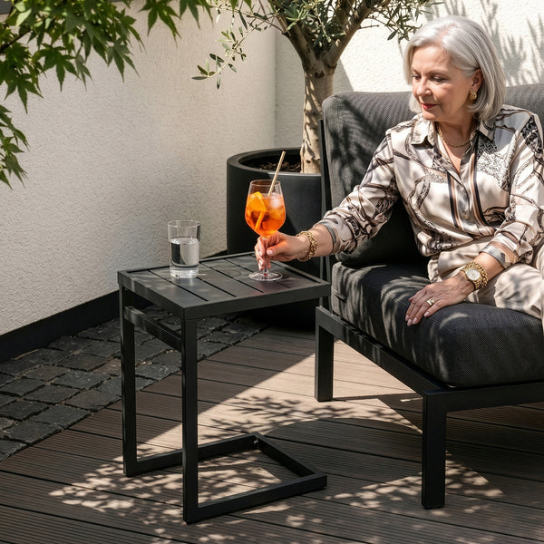 Outdoor bijzettafel Gaby staal 58x40x30 cm antracietgrijs [casa.pro]