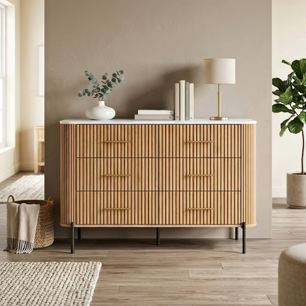 Kast Kokunse met 6 laden 120x42x78 cm eikenlook [en.casa]