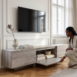 Tv-kast Kapipimso met 3 kleppen 194x31x37 cm eikenlook, grijs [en.casa]