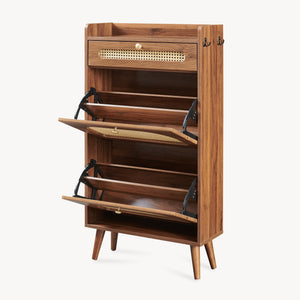 Schoenenrek Virievarnu 111x60x24 cm Notenhoutlook [en.casa]