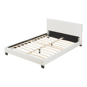 Houten bed Aron kunstleer met bedbodem 140x200 cm wit
