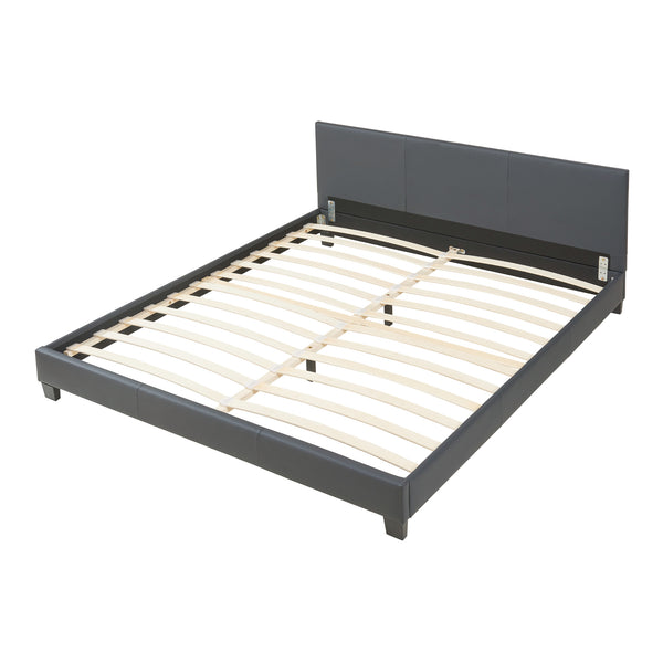 Houten bed met bedbodem kunstleer 180x200 cm donkergrijs