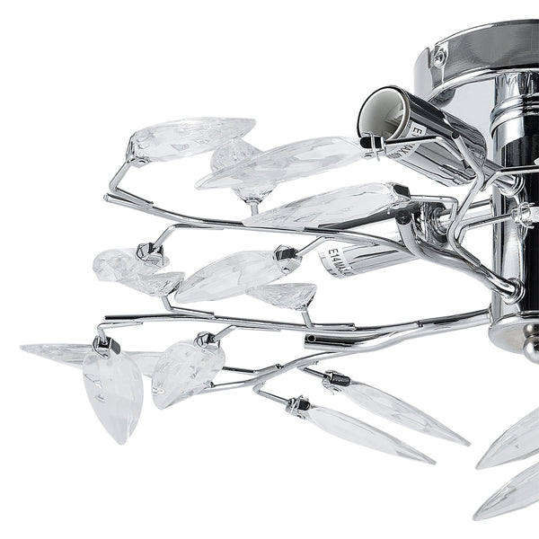 Plafondlamp Kira met kristallen 15xØ47,5 cm chroom 4xE14