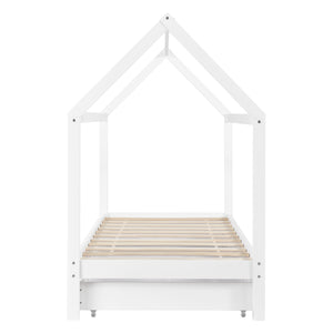 Kinderbed grenen met 2 lades huisbed 206x98x150 cm wit