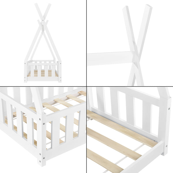 Kinderbed Tipi met uitvalbeveiliging 140x70 cm wit