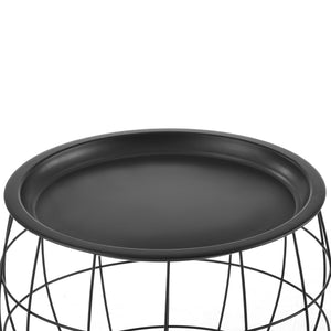 Bijzettafel salontafel set van 3 afneembaar tafelblad zwart