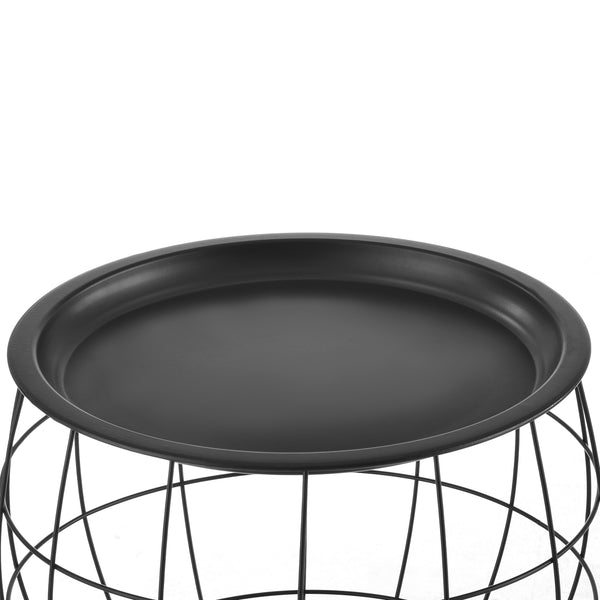 Bijzettafel salontafel set van 3 afneembaar tafelblad zwart