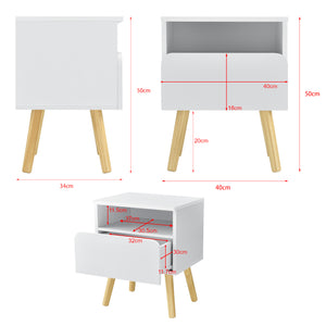 Nachtkastje Dargaville met lade 50x40x34 cm wit en hout