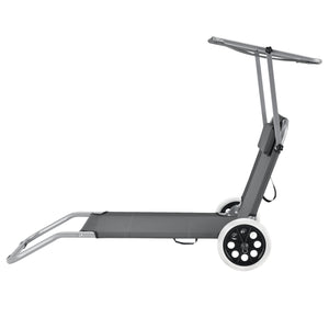 Inklapbare ligbed met luifel en wielen set van 2 donkergrijs