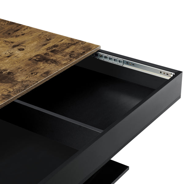 Salontafel Lünen met opbergruimte 110x60x40 cm zwart en houtkleurig [en.casa]