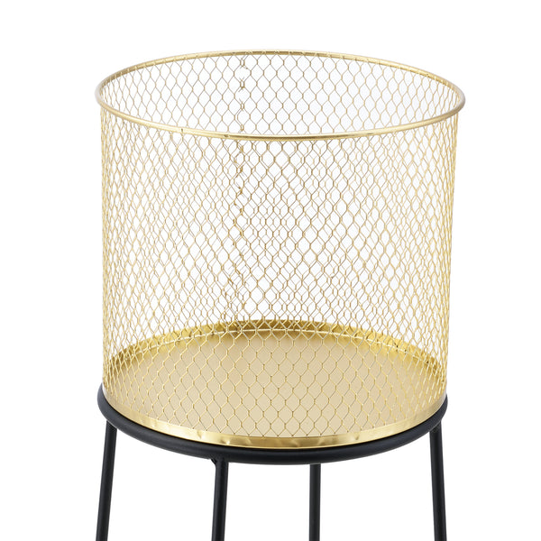 Bloempot op standaard Meise set van 2 zwart en goud