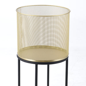 Bloempot op standaard Manhay set van 2 zwart en goud