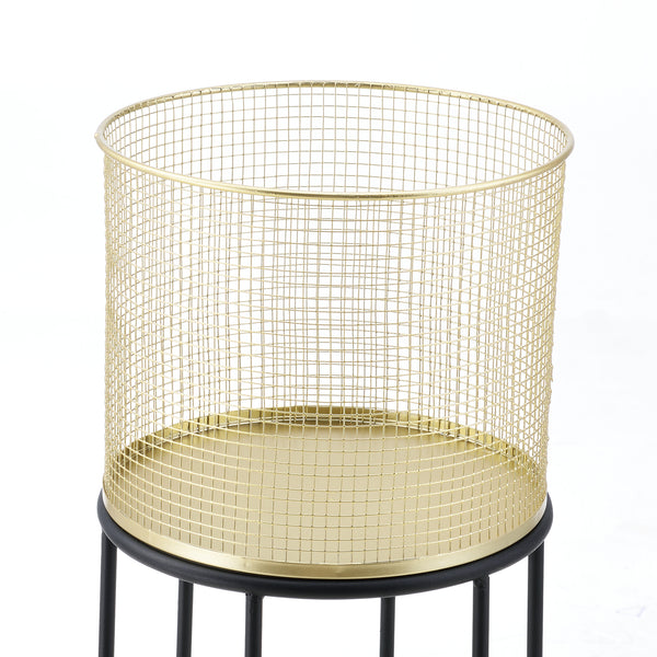 Bloempot op standaard Merelbeke set van 2 zwart en goud