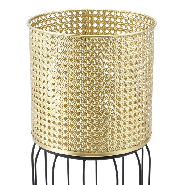 Bloempot op standaard Maasei set van 2 zwart en goud