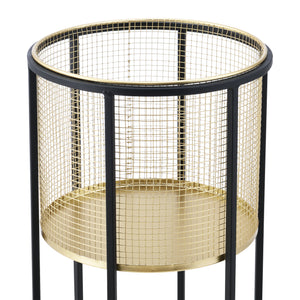 Bloempot op standaard Malgedem set van 2 zwart en goud