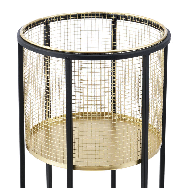 Bloempot op standaard Malgedem set van 2 zwart en goud