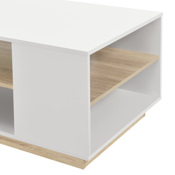 Salontafel Trelleborg 100x60x46 cm wit en eikenkleurig