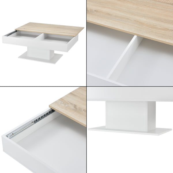 Salontafel Lünen met opbergruimte 110x60x40 cm eiken en wit