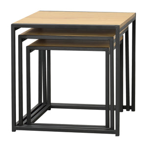Salontafel Ringsaker set van 3 zwart en eikenkleurig