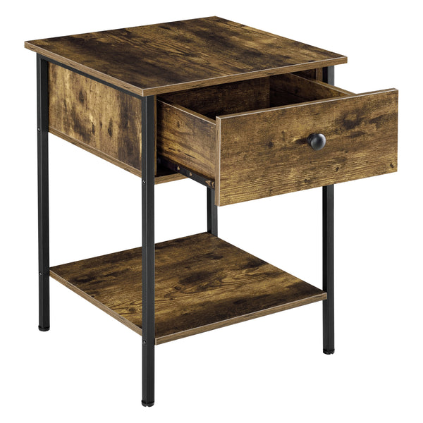 Bijzettafel Fagersta met lade 55x40x40 cm zwart en houtkleurig