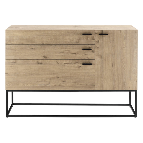 Ladekast Hylte commode 79x115x40 cm zwart en eikenkleurig