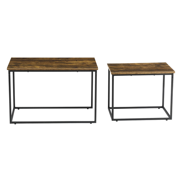 [en.casa] Salontafel Harnosand set van 2 zwart en houtkleurig