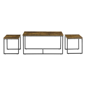 [en.casa] Salontafel Haparanda set van 3 zwart en houtkleurig