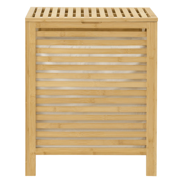 [en.casa] Wasmand bamboe met waszak en deksel 65 l