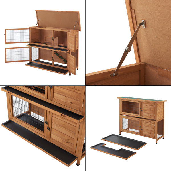 [en.casa] Konijnenhok Falkenau 104x122x50 cm houtkleurig