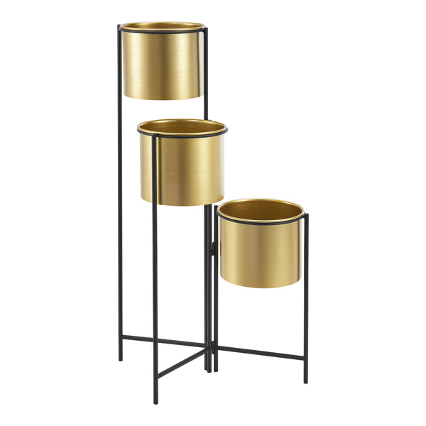 [en.casa] Bloempot op standaard Haasdonk zwart en messing